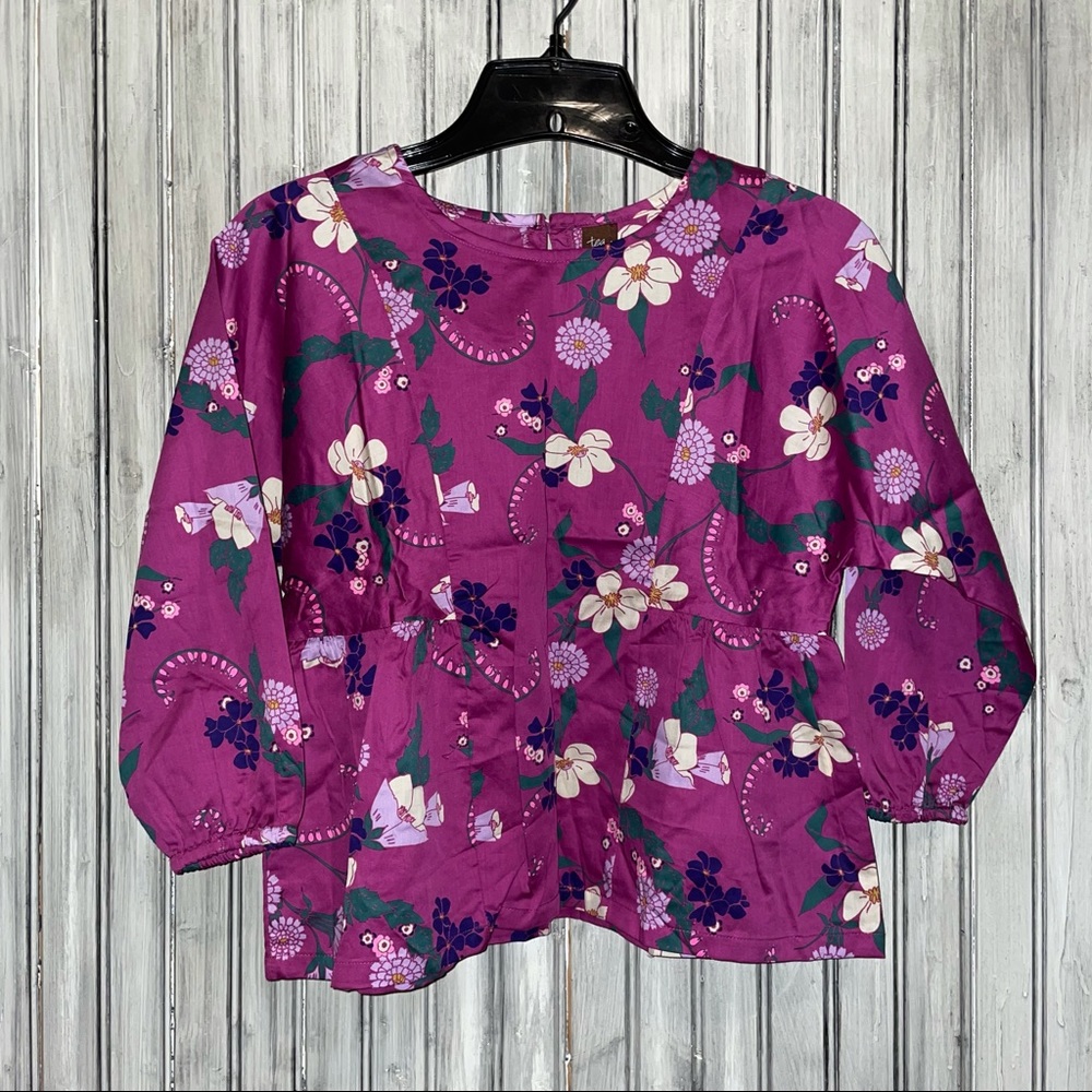 Tea Collection Purple Floral Blouse